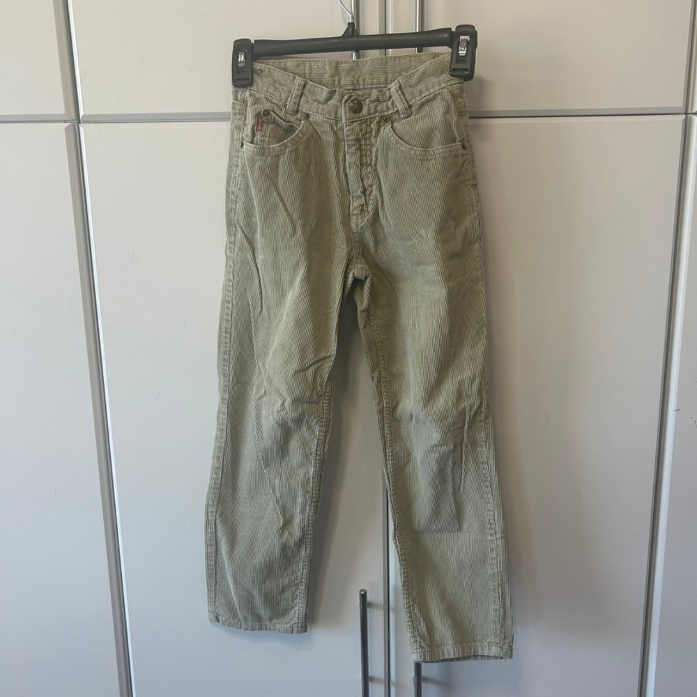 Bugle Boy Gold Crest Series Corduroy Pants Sage Green Boys 10R W25 Vintage